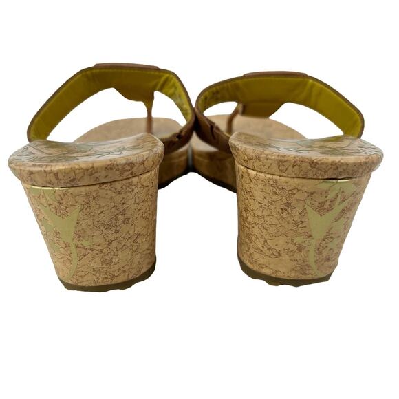 Timberland Wedge Thong Sandals 8 Brown Leather Cork - Picture 7 of 11